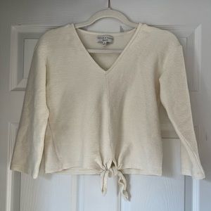 Madewell Texture & Thread 3/4 Sleeve Tie Front Top/Blouse